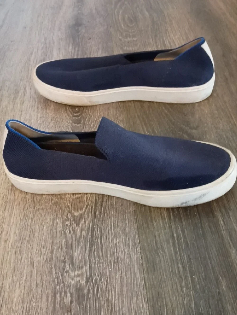 Rothy's Women's Slip-On Flats in Navy Blue with White Sole
